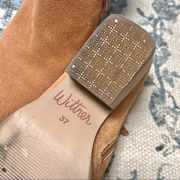 Wittner Tan Leather Suede Heeled Booties - Picture 6 of 11